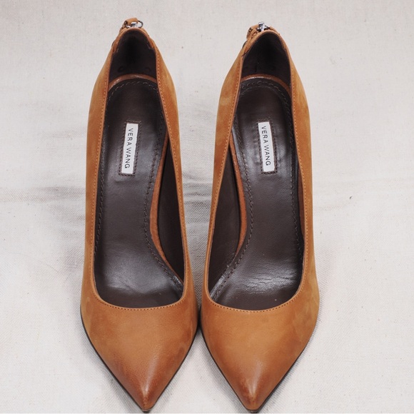 Vera Wang Brown Leather Suede Heels Made in Italy - Size 6 1/2 - Picture 4 of 15